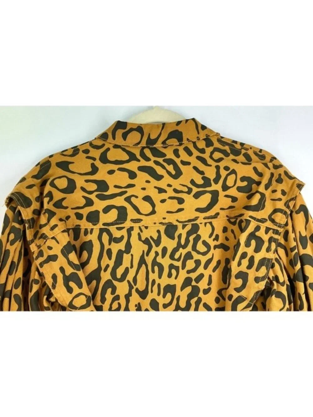 Future Collective Denim Syle Shirt Dress Sz 0 Leopard Print Statement Y2K Safari - Picture 13 of 14